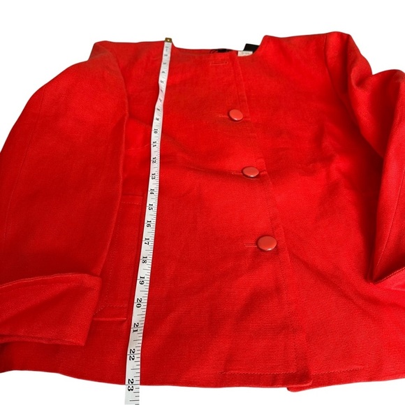 Talbots NWT 100% Linen Jackie Fit Blazer Jacket Orange Red Button Size 12 Lined - Picture 4 of 7